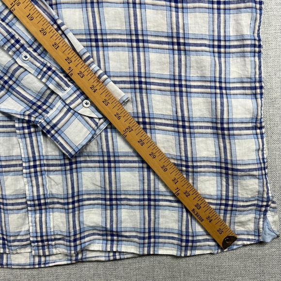 Cremieux French Linen Plaid Button Shirt Men XXL Blue White Prep Coastal NEW NWT - Picture 10 of 12